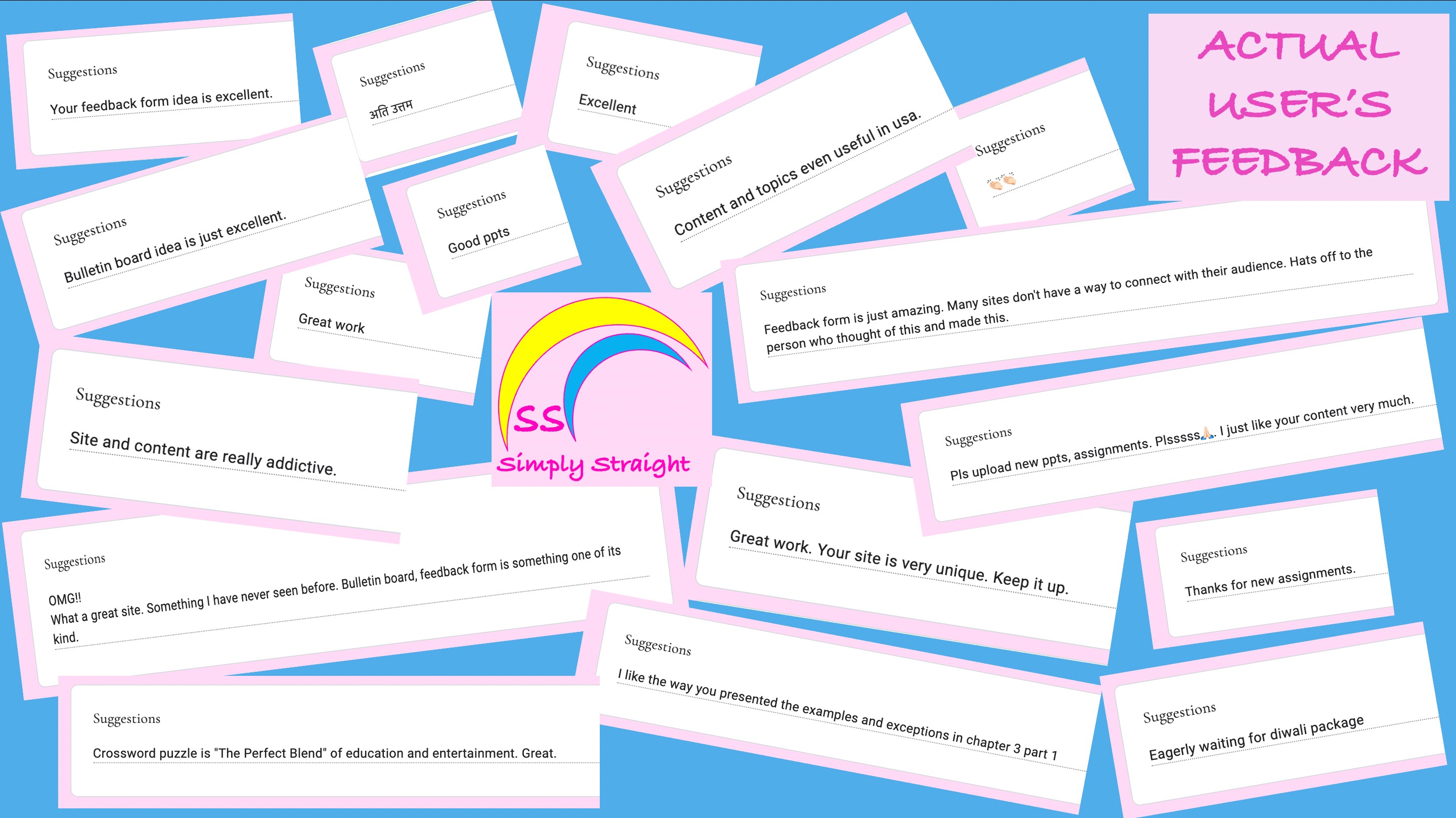 Actual user's feedback responses